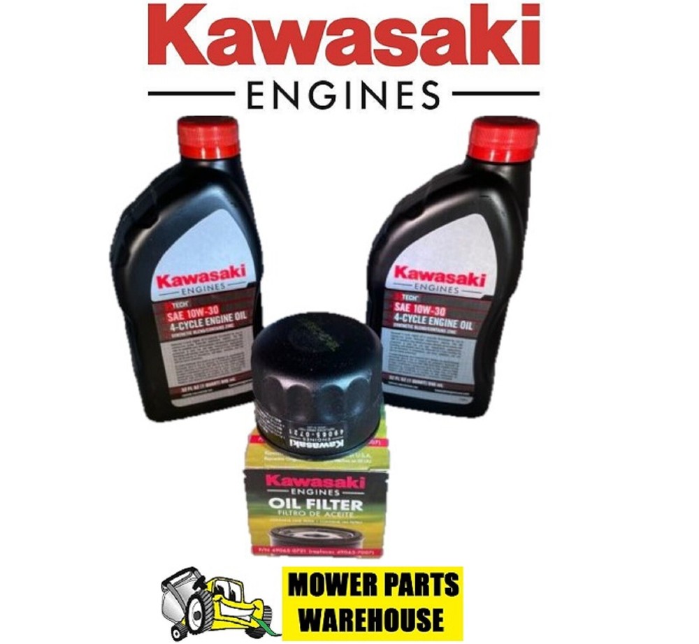 GENUINE OEM KAWASAKI OIL CHANGE KIT (2) 99969-6081 10W-30 &(1) 49065-0721 FILTER