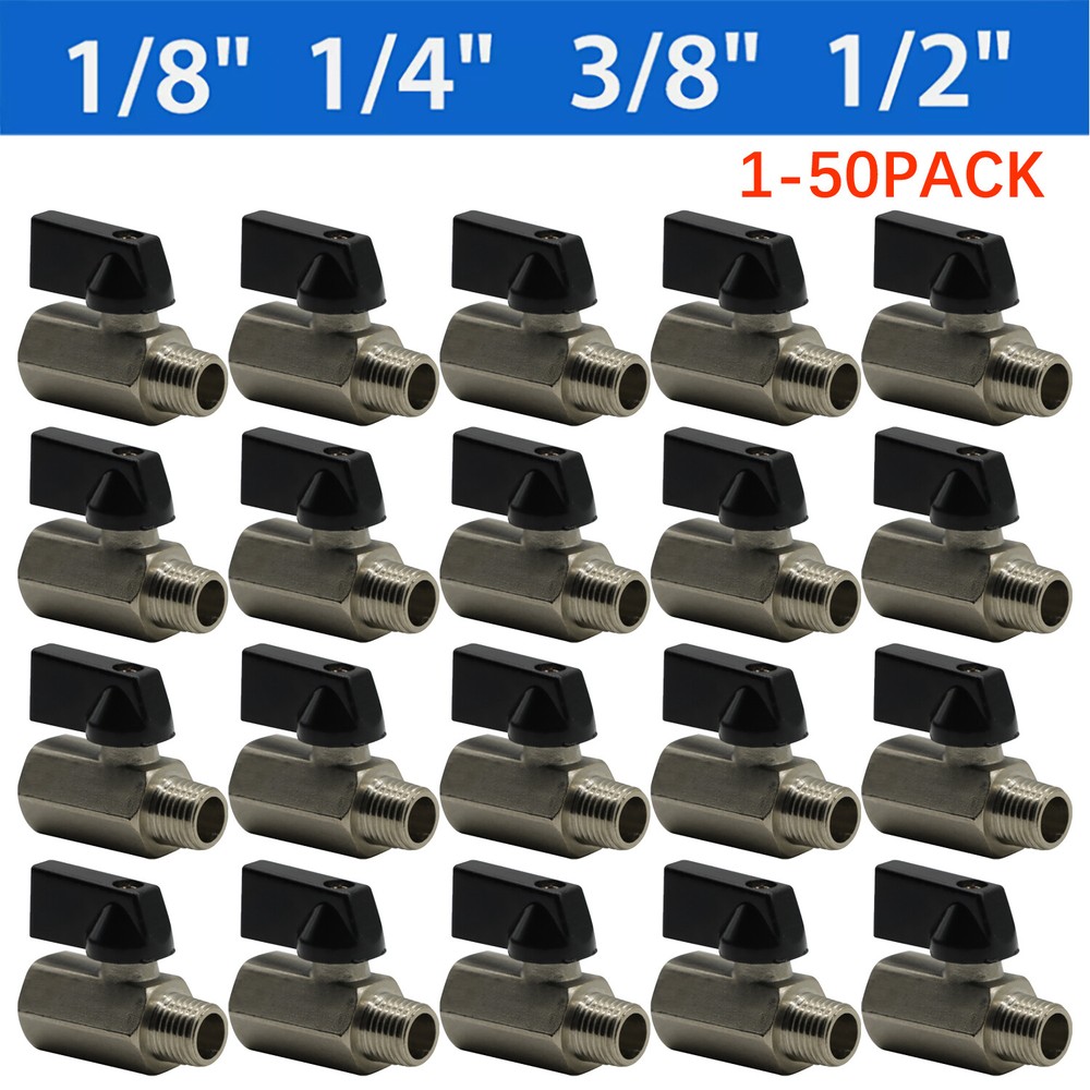 1-50PCS Air Compressor Mini Brass Ball Valve 1/8″ 1/4″ 3/8″ 1/2″NPT Male/Female