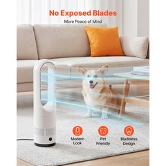 Uimoso Bladeless Tower Fan with Remote, 80° Oscillation, 8 Speeds, White