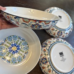 222 FIFTH Tunisia Pattern, Set of 4 Pasta or Soup Bowls, 9.5″ Porcelain Pristine