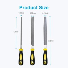 pwkauka 3Pcs Metal File Set 8-Inch Professional High Carbon Steel Metal File …