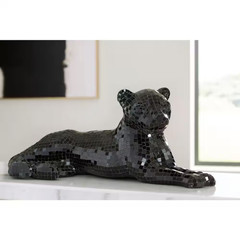 Drice Mosaic Black 24.25 In. X 10.25 In. Panther Glass Sculpture