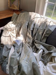 Lovely ETHAN ALLEN Silk & Cotton Sage Green ( Mineral) Lined Drape Panel 48X98