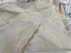 Pratesi Italy 3pc Sheet Set Lace Poly/Cotton Off White Yellow