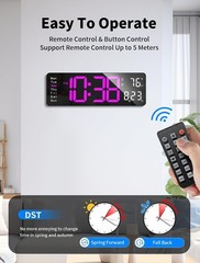 Digital Wall Clock, 16″ Large Display Digital Clock with Remote Control Dimming