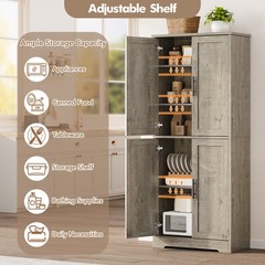 70″ Tall Kitchen Pantry Cabinet, Storage Cabinet with Doors & Adjustable Shelves