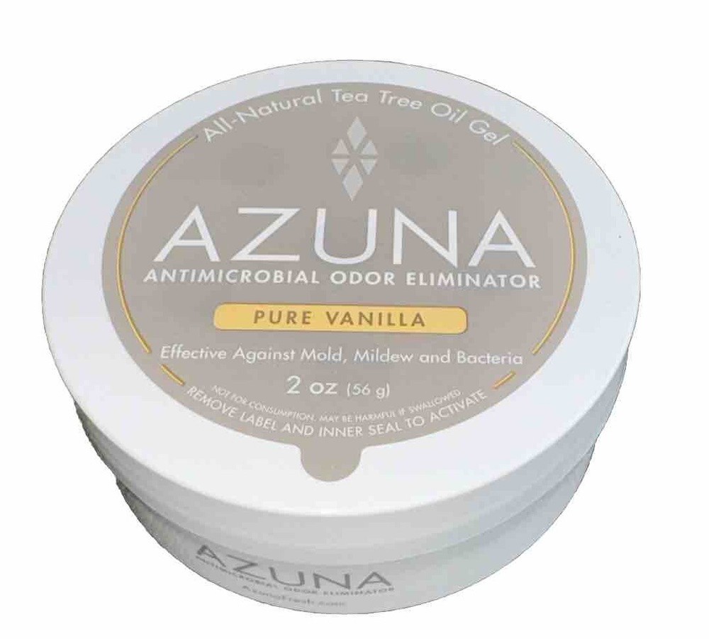 Azuna Antimicrobial Odor Eliminator Gel – Pure Vanilla – 2oz Jar for Small Room