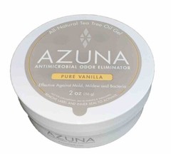 Azuna Antimicrobial Odor Eliminator Gel – Pure Vanilla – 2oz Jar for Small Room