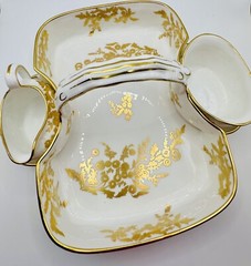 Hammersley England ‘Golden Tansy’ 10.25” Strawberry Basket Sugar Bowl & Creamer