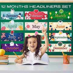24 Pcs Holiday 12 Months of The Year Headers Monthly Headliners Set with 12 C…