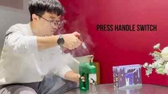 HUISFUN Electric Heavy Bon g Water Pipe Smoking Bon g Beaker Spiral Glass Tube