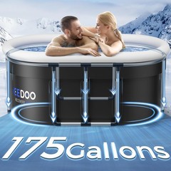 Portable XL 56″ Ice Bath Tub for Adults, Foldable Cold Plunge Tub 175 Gallon