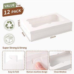 48 pcs Bakery Boxes 12x8x2.5 Inches 3Style Windows Cookie Boxes Treat Boxes w…