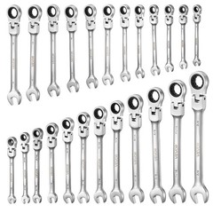 VEVOR Flex-Head Ratcheting Wrench Set Combination Wrench Set 24-Piece SAE Metric