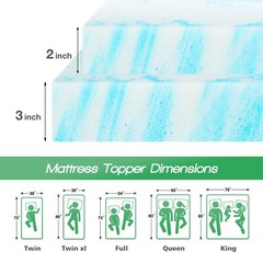 2″ 3″ Mattress Topper,Comfortable Memory Foam Bed Topper,Twin Full Queen Size