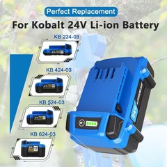 2 Pack 24V 6.0Ah for Kobalt 24 Volt Max Lithium-ion Battery KB624-03 KB124-03