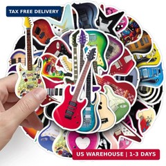 50Pcs Guitar Stickers, Cool Electric Guitar Bass Stickers for Kids Teens Adults,