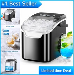 Ice Maker Countertop 26.5 Lbs 24 Hrs 8 Bullet Cubes 6 Mins Self Cleaning