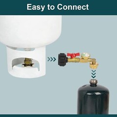 1lb to 20lb tank Propane Refill Elbow Adapter with Gauge + ON-Off Control Valve