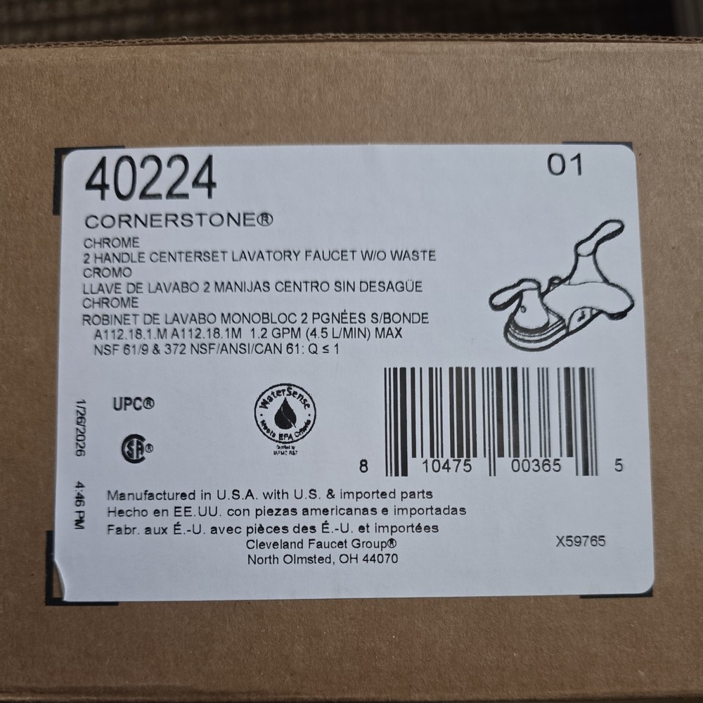 NEW Moen 40224 Cornerstone two-handle low arc bathroom faucet Chrome B251