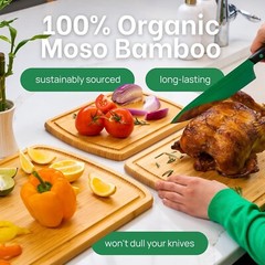 Bamboo Cutting Board Trio with Juice Grooves—Easy Clean & Eco-Conscious