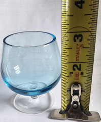 Clear Blue Rim Cordial Glass, Colored Rim, 3 in, Less Than 10 oz, Solid