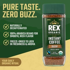 Rex Coffee Organic Fairtrade Natural Decaf Freeze-Dried Instant Arabica 3.53 oz