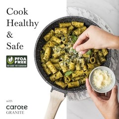 CAROTE Nonstick Frying Pan Skillet,12″ Non Stick Granite Fry Pan with Glass Lid