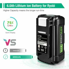 For Ryobi 40V Battery 6Ah High Capacity Lithium OP4050 OP40301 OP40501 Cordless