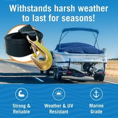 Boat Trailer Winch Strap with Hook Replacement 2″ x 20′