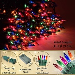 Musical Christmas Lights Plays 25 Songs 8 Function 140 Lights 31.2 Ft Multicolor