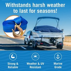 Boat Trailer Winch Strap with Hook Replacement 2″ x 20′