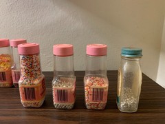 Lot of Vintage 1970s Cake Mate Schilling Fancy Decors Bottles Silver Snowflake