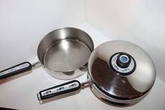Vintage Revere Ware Copper Bottom Double Boiler 2qt Pot Pan Seahorse Handles