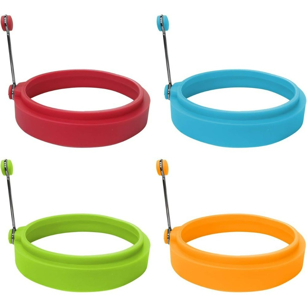 Food Grade Silicone Egg Rings, Multicolor, Egg Ring Molds for Cooking, Fried Egg