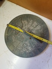 Vintage Antique Metal Sundial I Count None But Sunny Hours 9″ Diameter