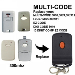 2PC Garage Door Gate Opener Transmitter 10 Digit Pins Code Remote Control 300MHz