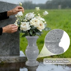 Cemetery Memorial Flower Vase with Drain Holes, 2 Pack, 9.8 in