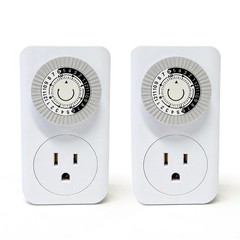 2 Pack Indoor 24-Hour Mechanical Outlet Timer Plug Indoor 2 or 3 Prong
