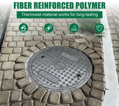Natotela 24in Round Manhole Cover and Frame, Fiberglass Recessed Solid Top Co…