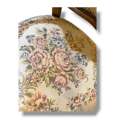 Vintage French Provincial Armchair Louis XV Style Tapestry Fauteuil Carved Wood