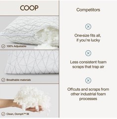 Coop Home Goods Original Crescent Adjustable Pillow, King Bed Pillows for…