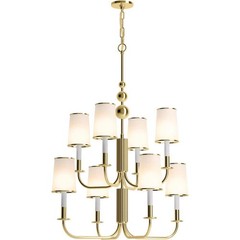 Kohler Tresdoux 8-Light Candle Chandelier, Gold Finish, 24in Wide, Damp