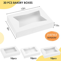 30Pcs Cookie Boxes, 12X8X2.5 Inches Auto-Popup Mother’S Day Bakery Boxes with 3