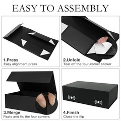 Gift Box with Magnetic Lids 13.8×8.3×4.4 in, Large 1 Count (Pack of 1) Black