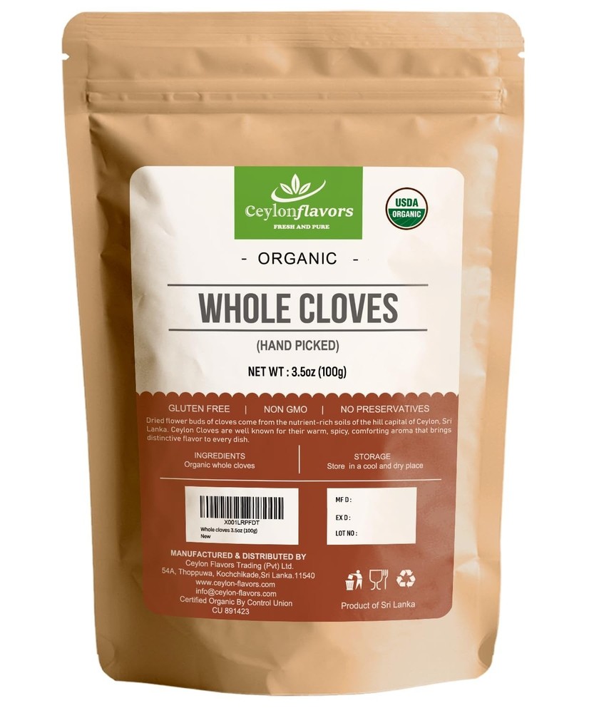 Organic Hand Picked Whole Cloves 3.5 Oz. Harvested from a USDA Certified Organic