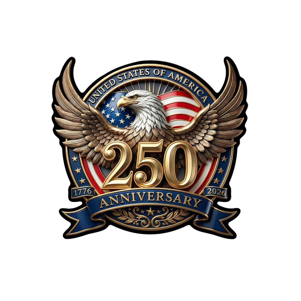 USA 250 Anniversary Bald Eagle Patriotic Vinyl Sticker Decal Car Window (3″x3″)