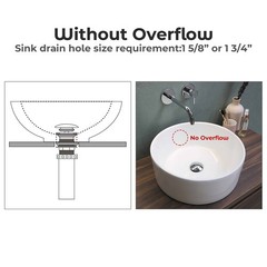 New Bathroom Pop Up Drain Vessel Basin Sink Stopper Brushed Nickel No Overflow