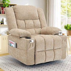 Korser Chenille 360° Swivel Rocker Recliner for Adults with Massage & Heating