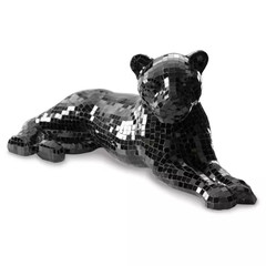 Drice Mosaic Black 24.25 In. X 10.25 In. Panther Glass Sculpture